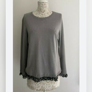 Liberte By Emmanuel 🌿 Silk Sweater with lace trimmed 🌿Size M